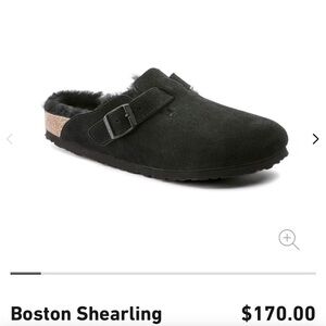 Birkenstock Boston Shearling Suede Leather - Black